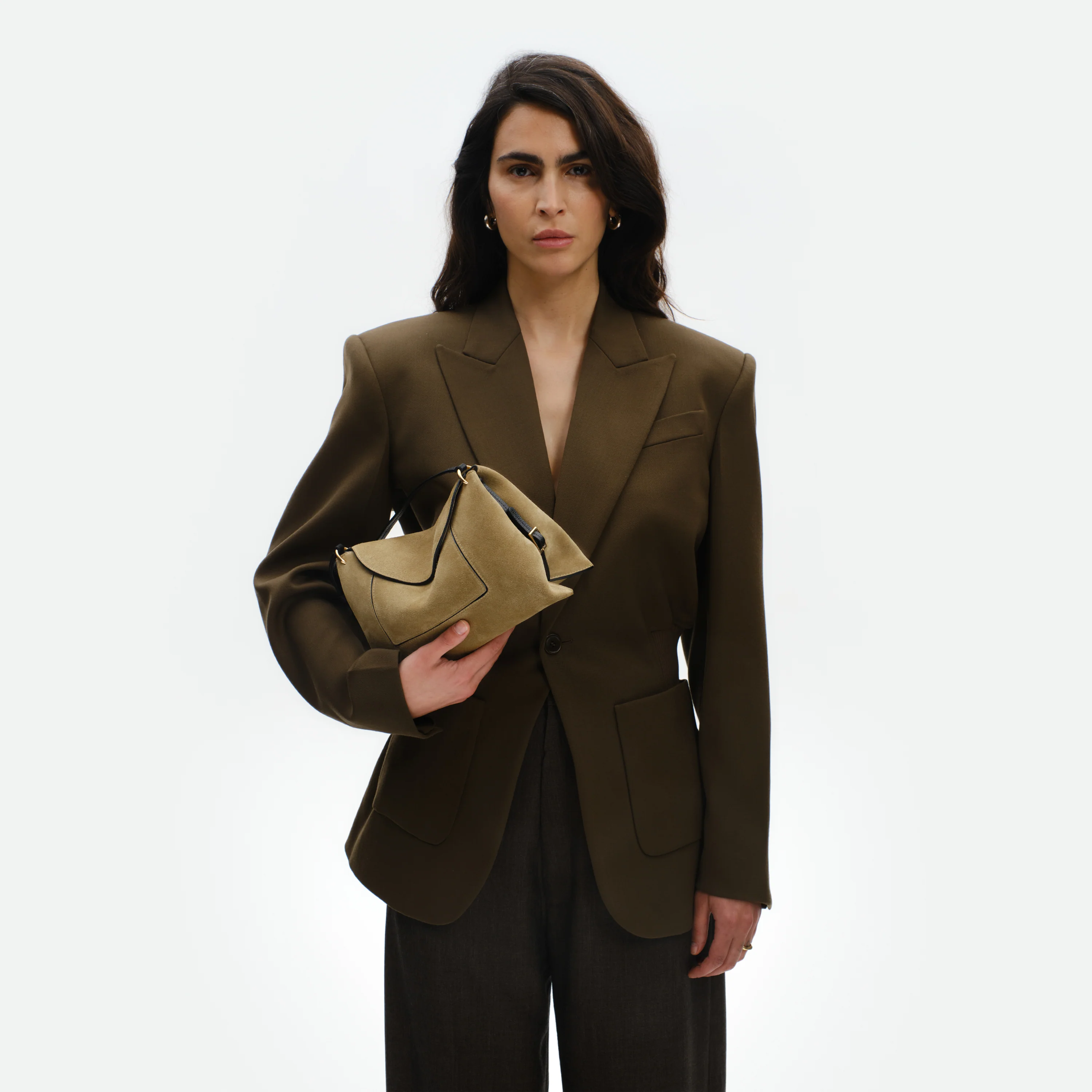 Penelope Slouch Bag - Khaki Suede - Image 4